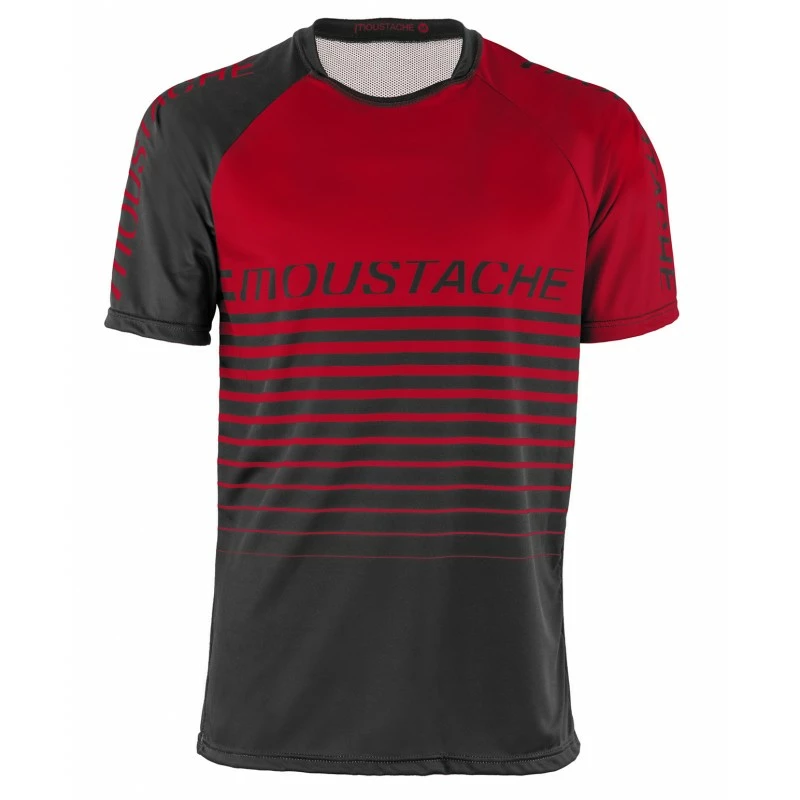 MAILLOT MOUSTACHE MANCHES COURTES ROUGE 1 MAILLOT MOUSTACHE MANCHES COURTES ROUGE