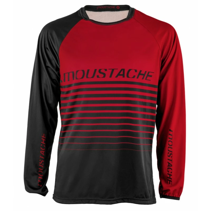 MAILLOT MOUSTACHE MANCHES LONGUES ROUGE 1 MAILLOT MOUSTACHE MANCHES LONGUES ROUGE